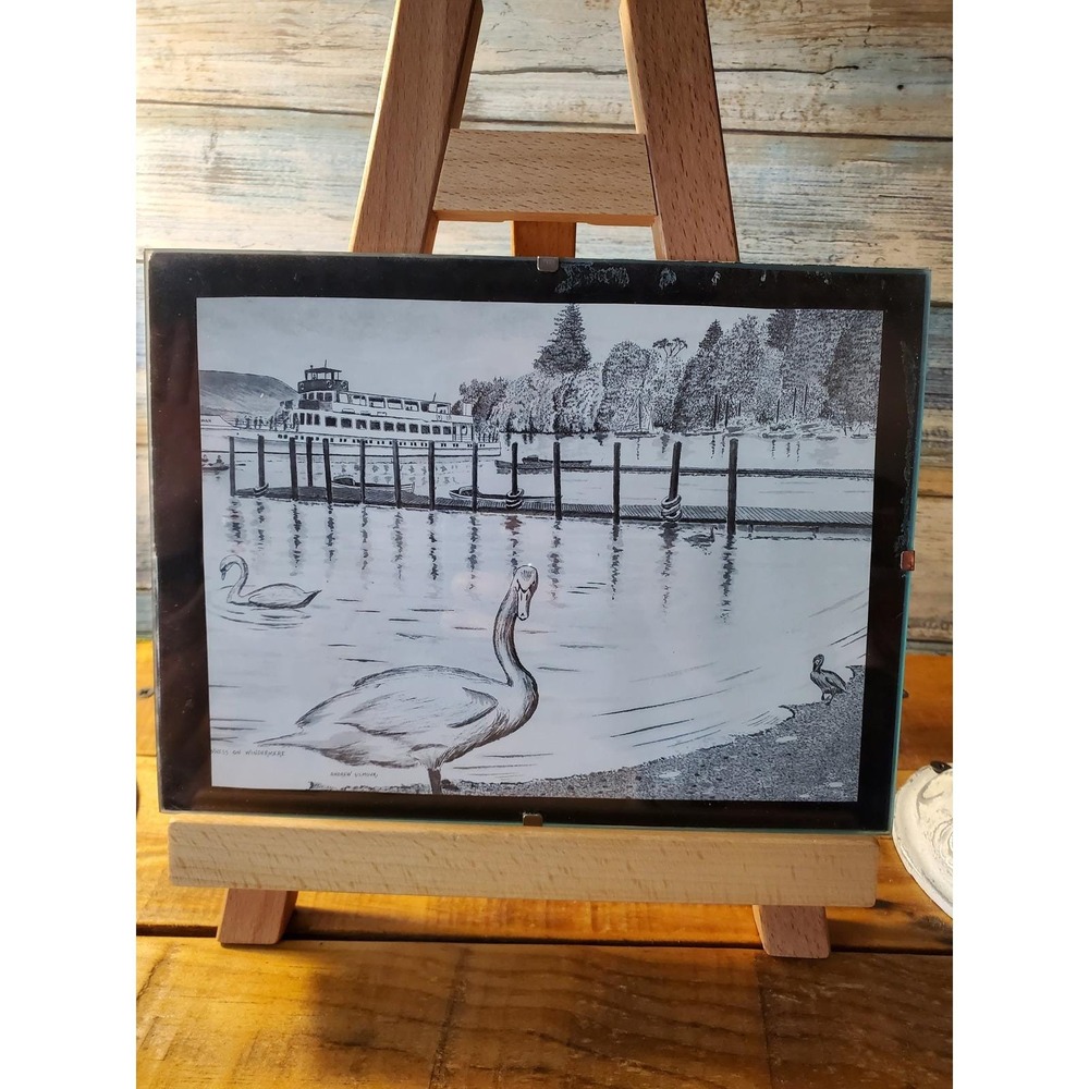 Andrew Gilmour Swan Lake Windermere Art Print Etching Framed Landscape Yorkshire